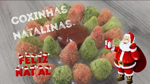 Especial de Natal 11 - Coxinhas Natalinas - Feitas com Peru desfiado - Deliciosas e Diferentes