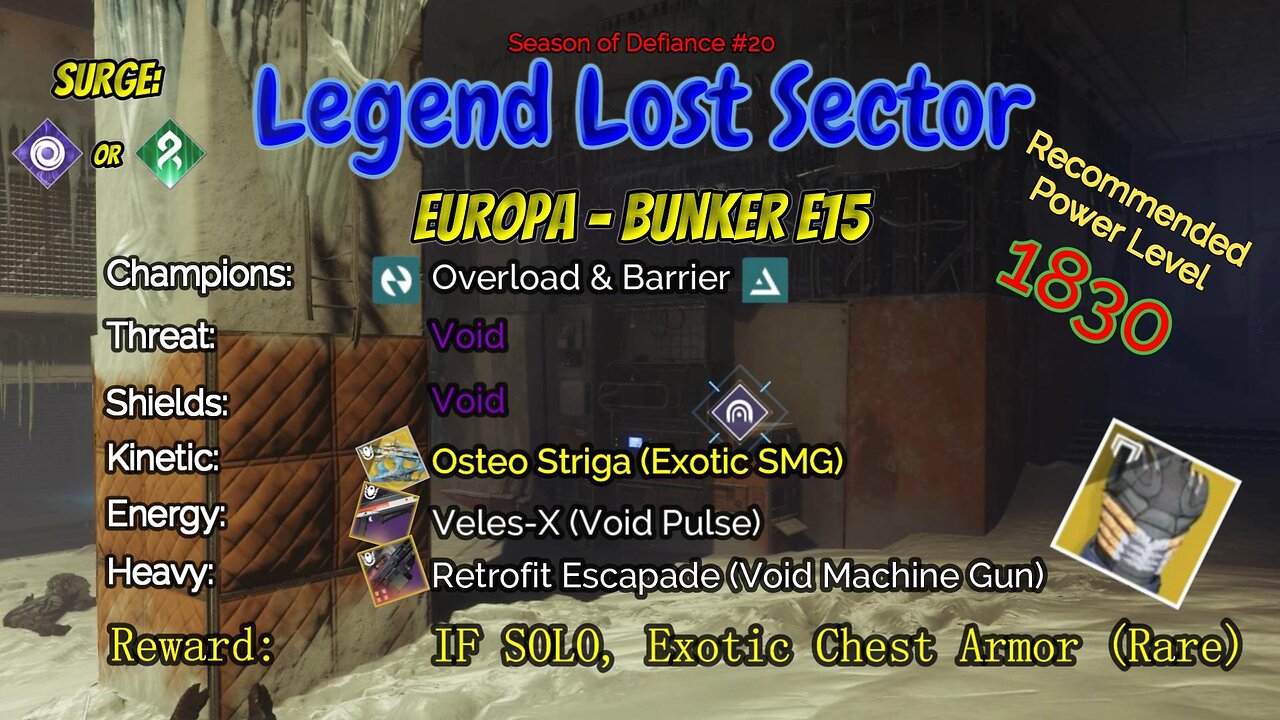 Destiny 2 Legend Lost Sector: Europa - Bunker E15 on my Void Hunter 5-14-23