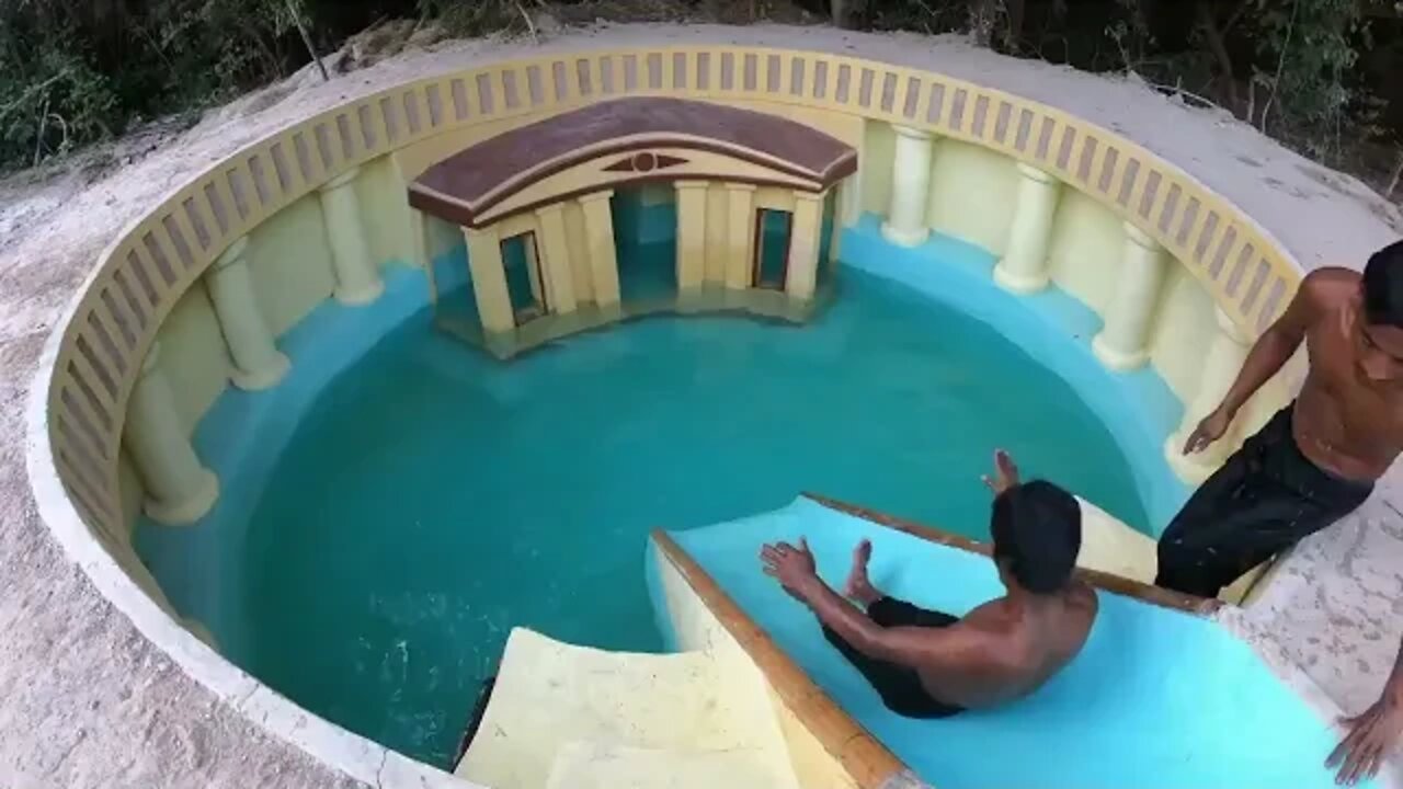 Building The Most Creative Modern Water slide To Underground Swimming Pool