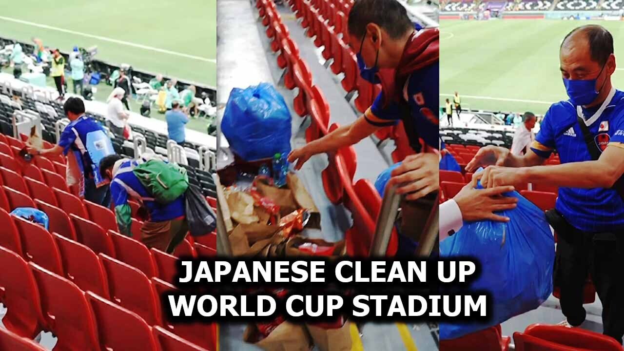 Japanese clean up World Cup Stadium