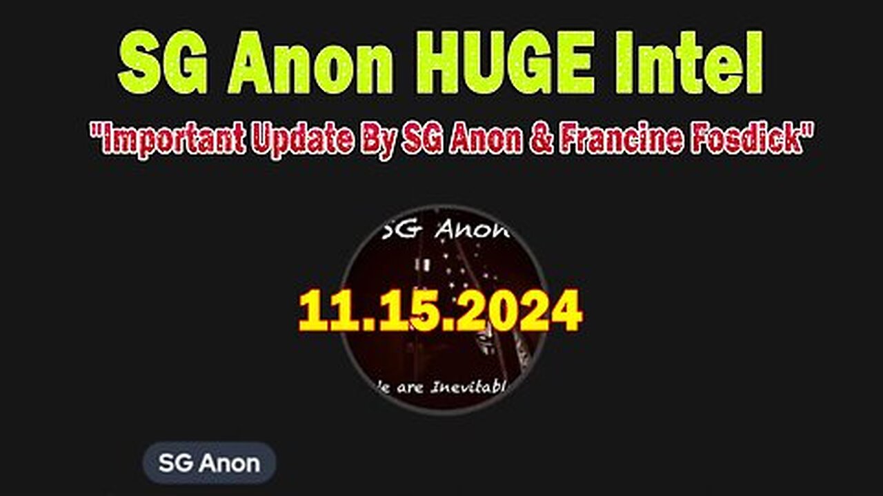 SG Anon HUGE Intel 11.15.24 - ''Important Update By SG Anon & Francine Fosdick''