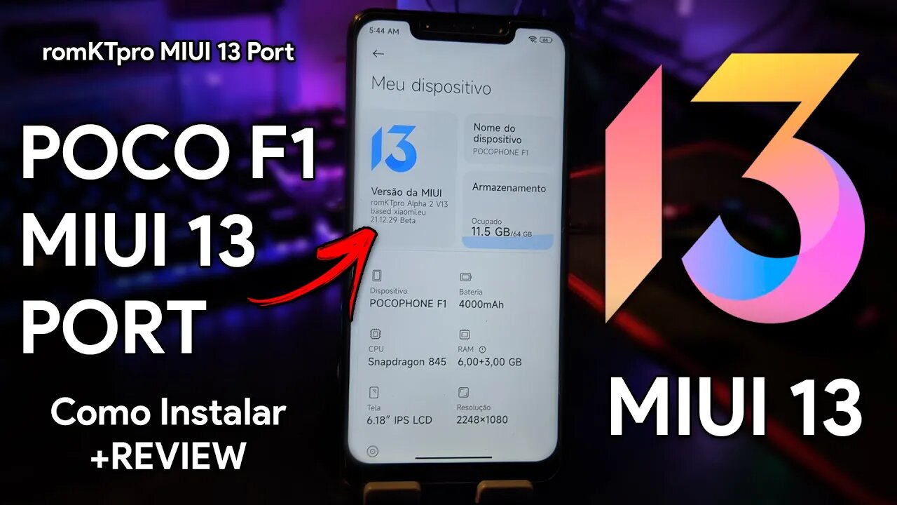 MIUI 13 COM ANDROID 12 PARA O POCOPHONE F1! | Como Instalar + Review | romKTpro MIUI 13 Port Poco F1