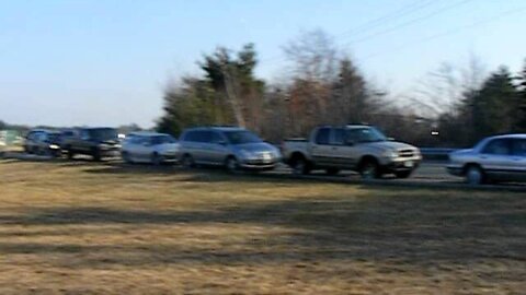 The turnout from outside Ron Paul.AVI