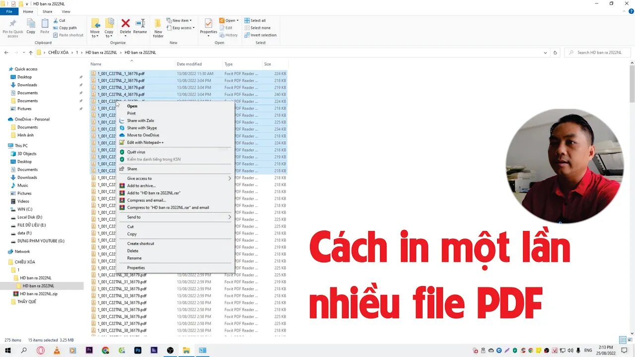 Cách in một lần nhiều file PDF