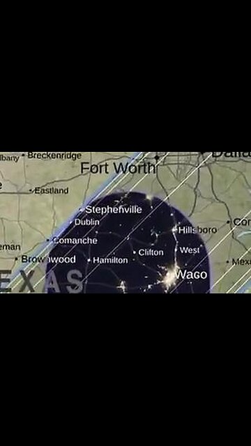 April 8th Solar Eclipse Path animation