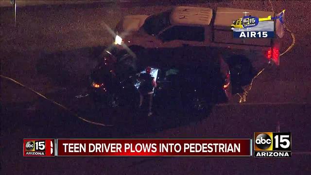 Teen driver plows into pedestrian