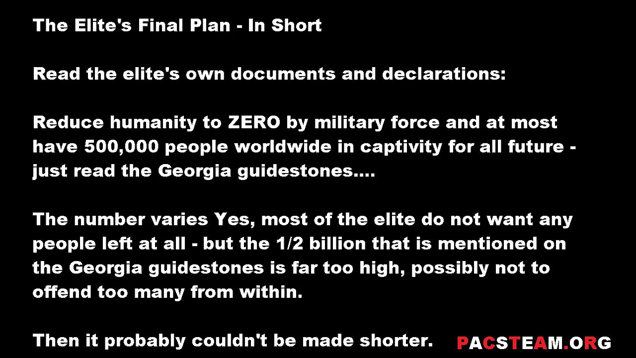 The Elite's Final Plan - In Short