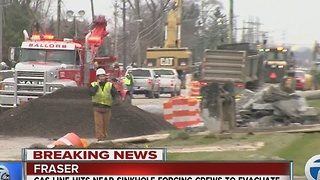 Gas line hit near Fraser sinkhole