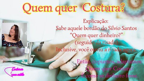 Costura do vestido modelado no vídeo anterior