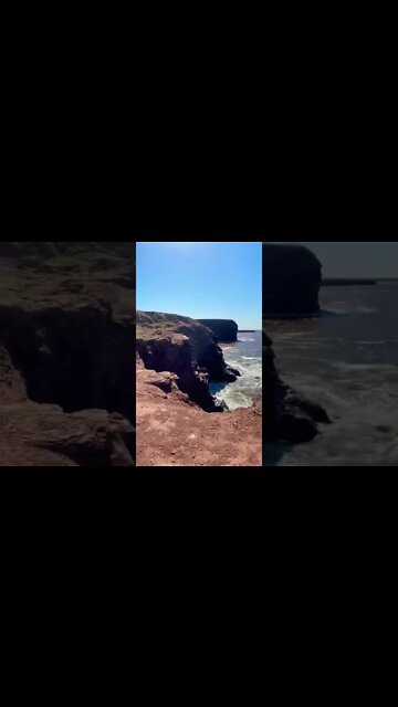 Climbing down onto cliffs