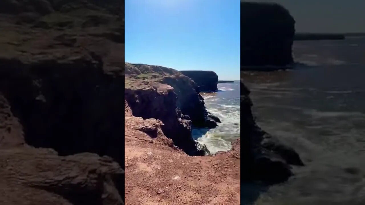 Climbing down onto cliffs