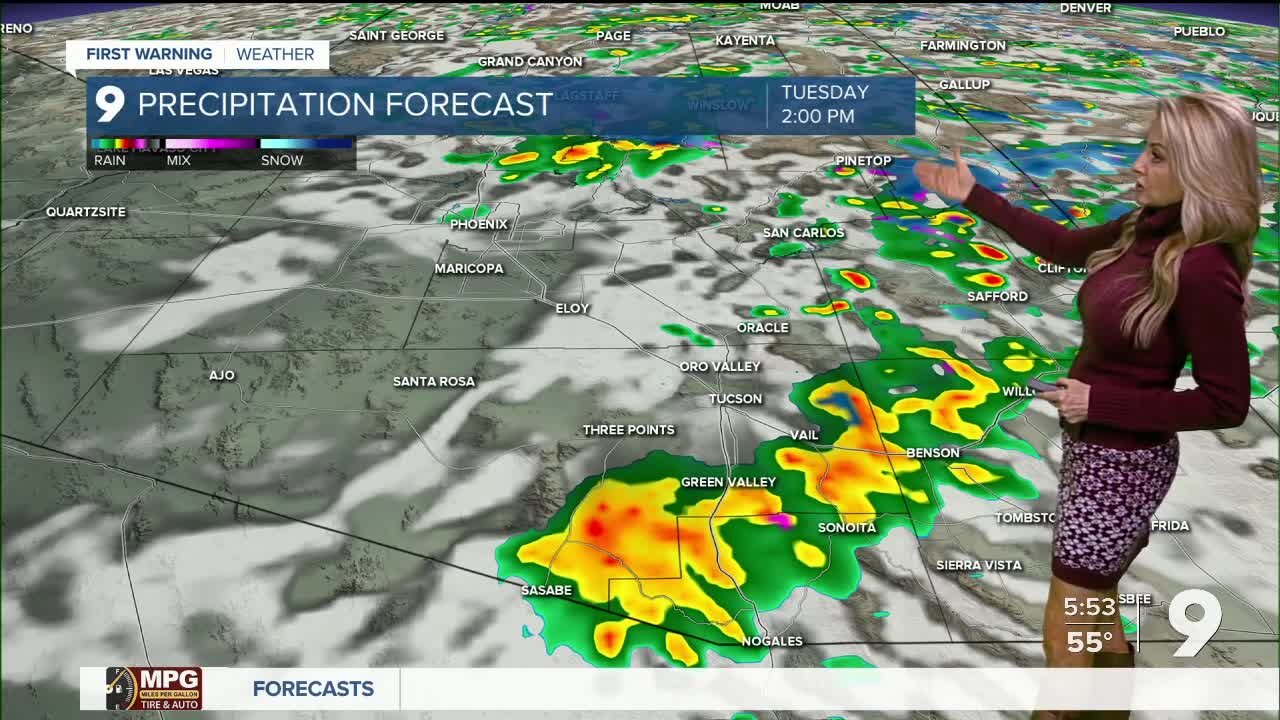 Valley rain, mountain snow, and cooler air