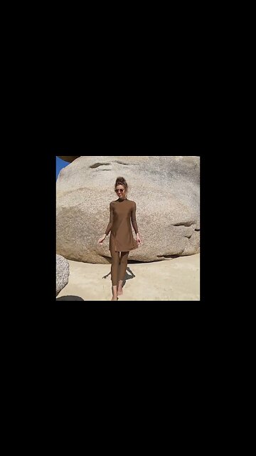 Swimming Suit 2pcs Burkini Muslim Fashion Swimwear Women Swimsuit Long Sleeve Arabic #Shorts