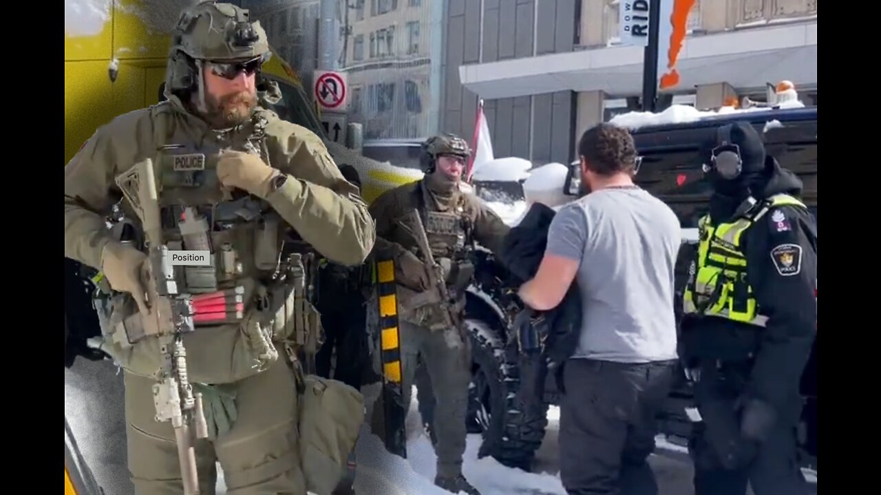 Militarized Police with Machine Guns Ready For Peaceful Unarmed Civilians