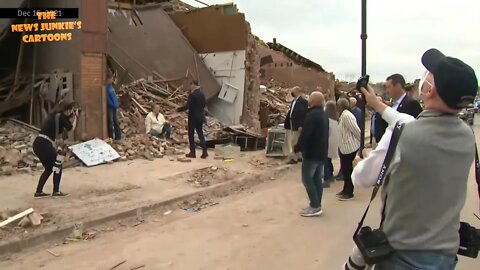 Biden surveys storm damage in Kentucky.