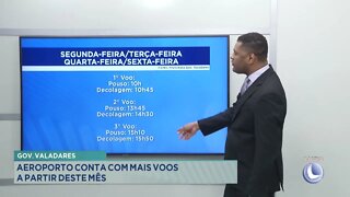 Gov. Valadares: aeroporto conta com mais voos a partir deste mês