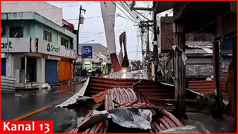 Typhoon Man yi blows off roofs, brings flooding to already devastated northern Philippines