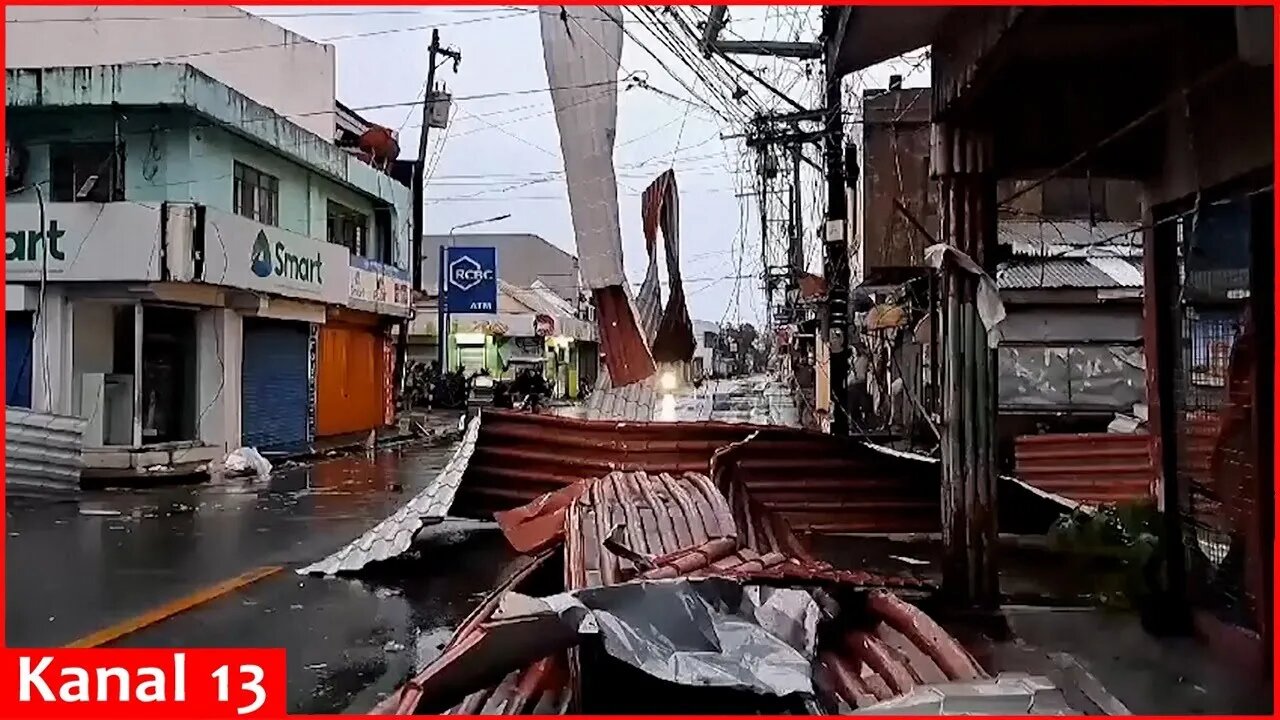 Typhoon Man yi blows off roofs, brings flooding to already devastated northern Philippines