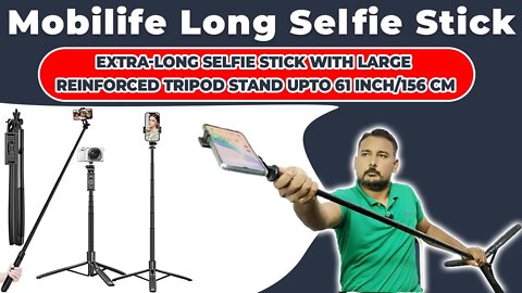 Mobilife Long Selfie Stick,Extra-long Selfie Stick with Large Reinforced Tripod Stand Upto 61 inch