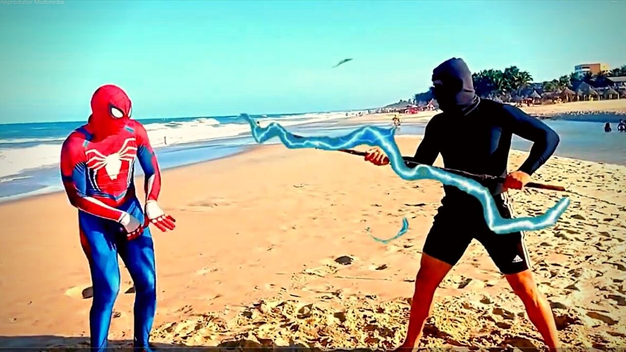 Spider-man Peter and Miles Morales fighting against Noob Saibot