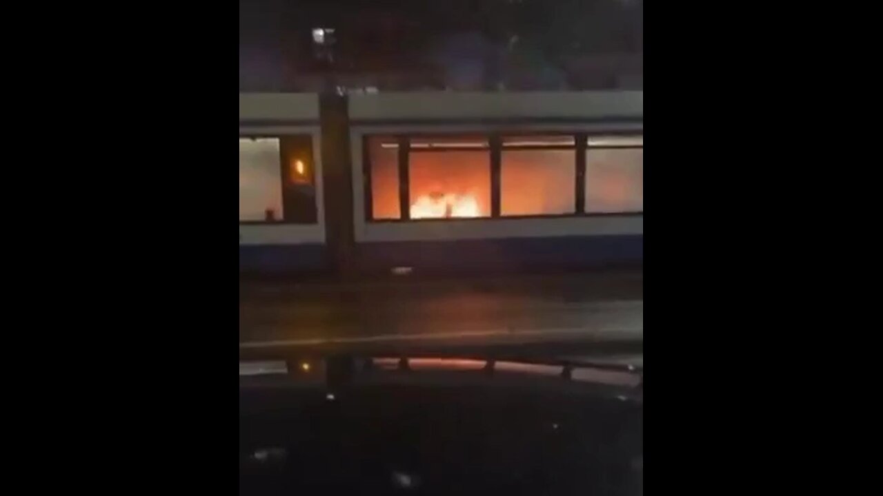 Amsterdam tram bursts into flames during clashes between pro-Palestine protesters and Dutch riot...