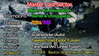 Destiny 2 Master Lost Sector: The Moon - K1 Revelation 11-28-21