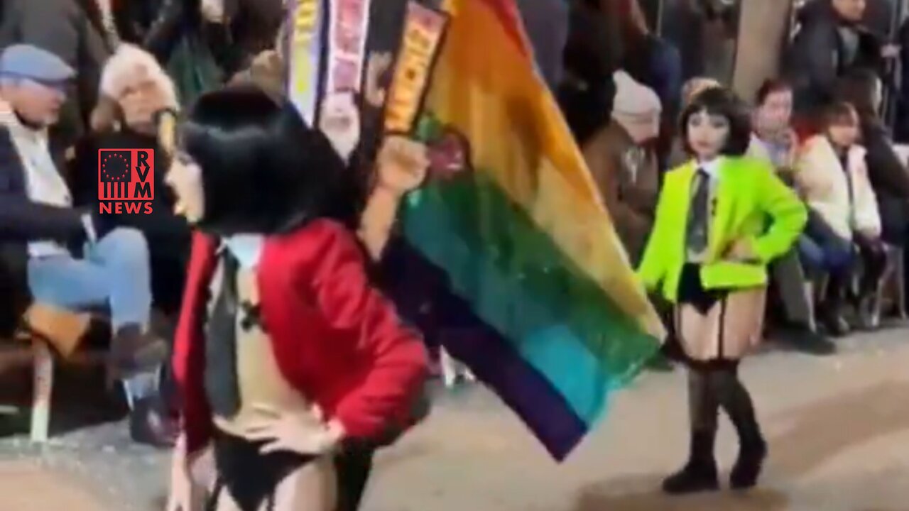 Children Dressed Up In Lingerie & Paraded Down The Street At Carnival In Spain