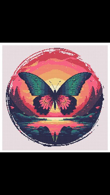 Butterfly Sunset Cross Stitch Pattern by Welovit | welovit.net | #welovit
