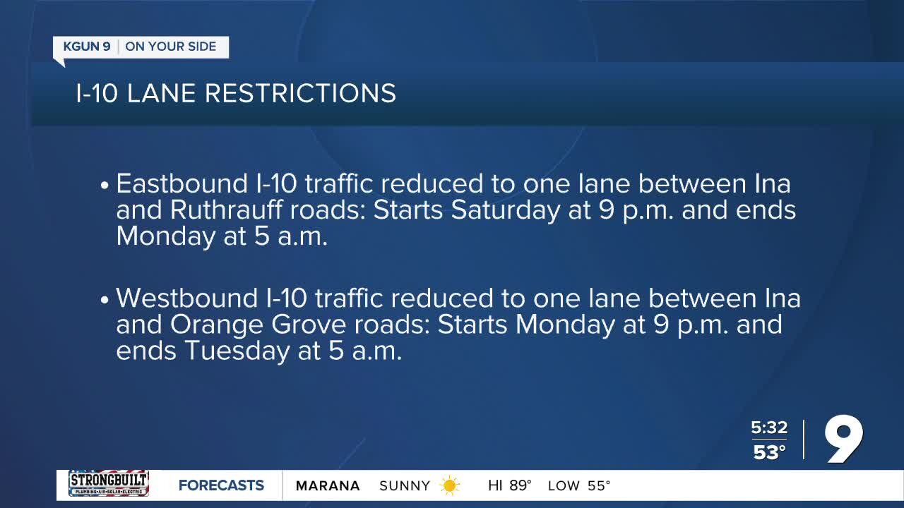 Traffic Alert: weekend road closures in Tucson for April 21 through 23