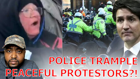 Canadian Police On Horseback Trample Elderly Woman And Peaceful Freedom Convoy Protestors