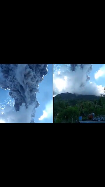 Incredible footage of volcano erupting in Indonesia