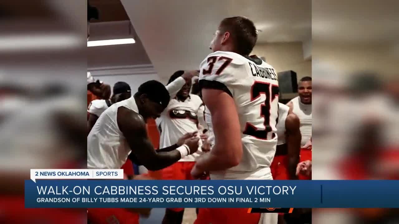 Cale Cabbiness celebrates sealing OSU win