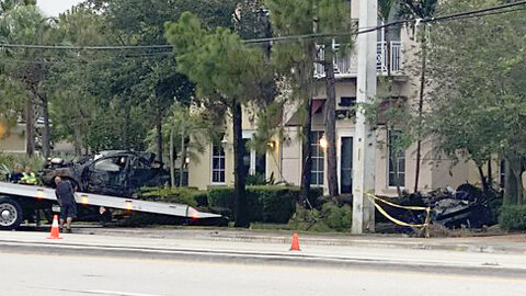 One person dead after car splits in half, ignites in Jupiter