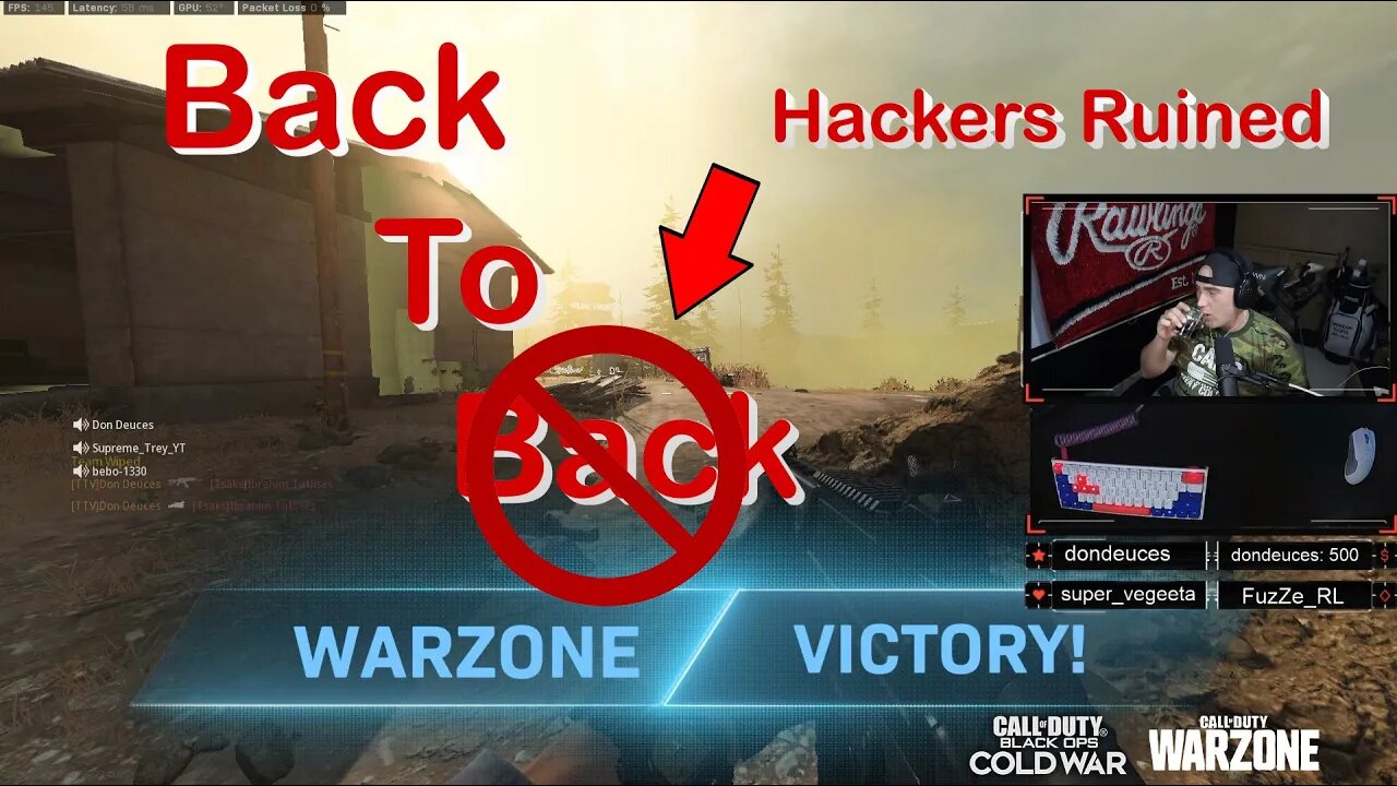 Back to Back Wins Denied by Full Team of Hackers! | Call of Duty: Cold War Warzone #shorts