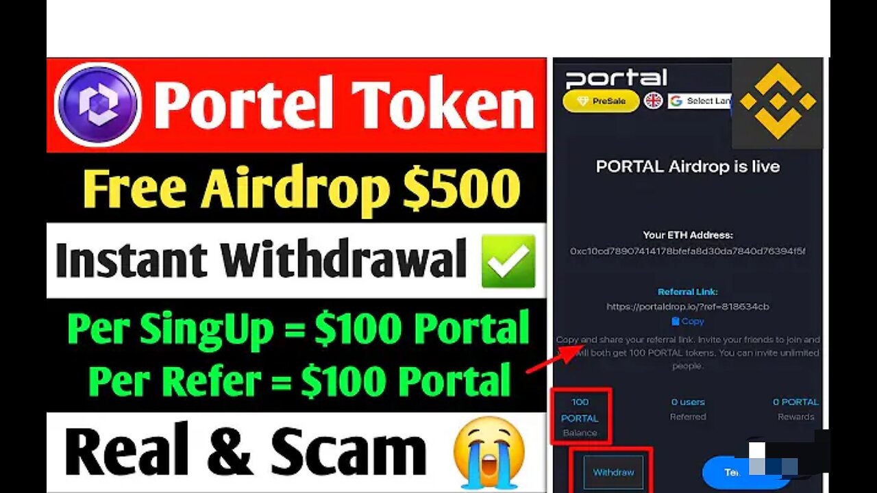 PORTAL Airdrop is live binance listed project portal new AirDroid binance #2024