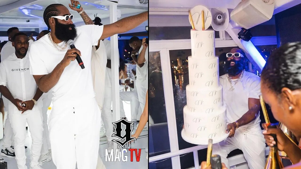 James Harden's All White Party Was So Turnt He Threw His B-Day Cake In The Ocean! 😱