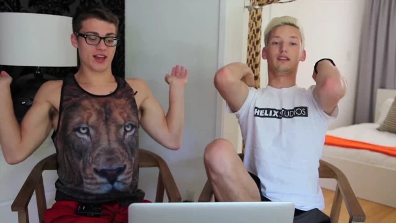 Gay P*rn Stars Watch Lesbian P*rn