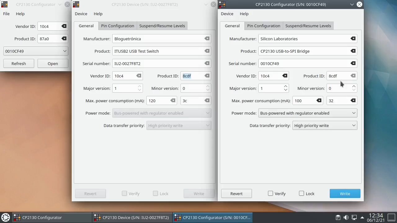 CP2130 Configurator: Demonstração no Kubuntu 20.04 LTS