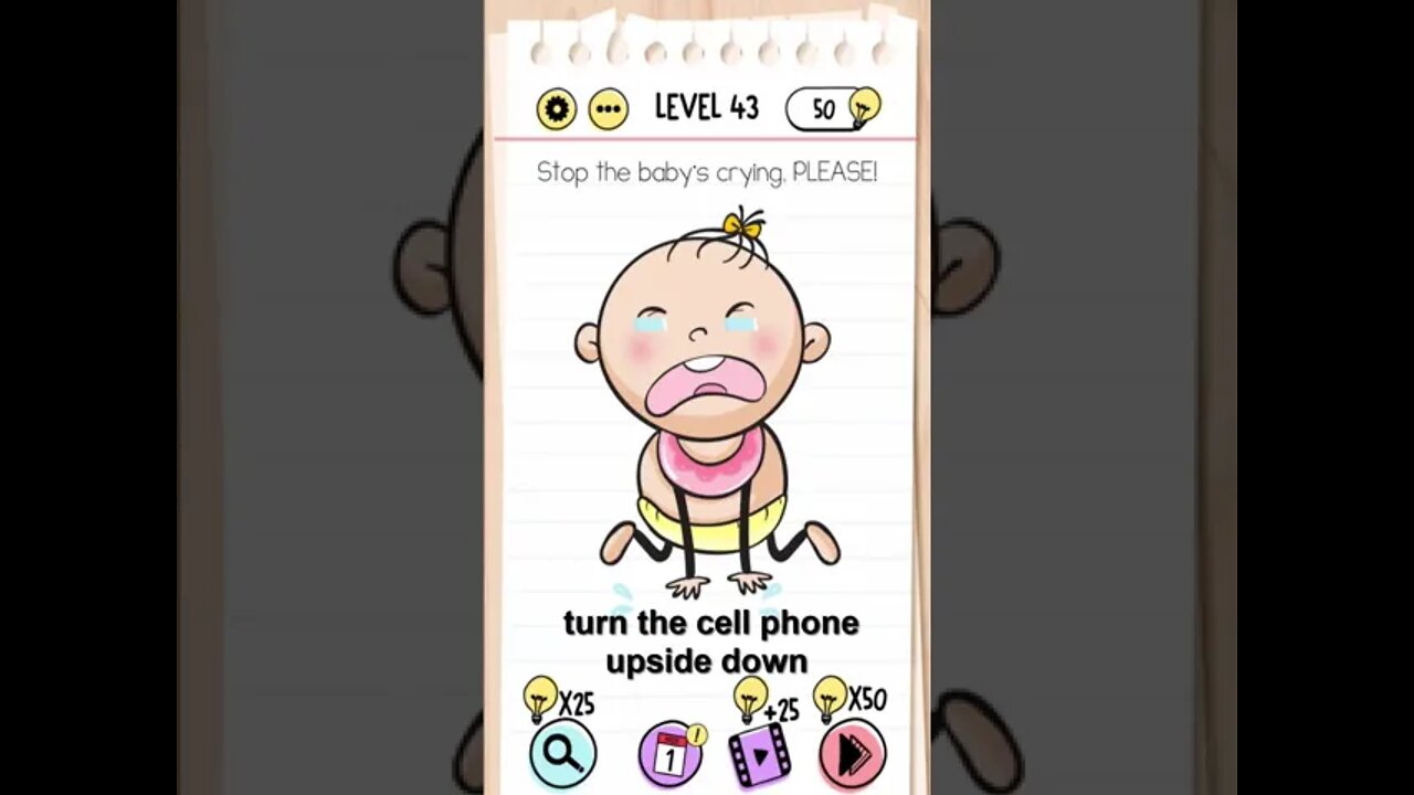 Brain Test Tricky Puzzles Level 43 Stop the baby's cryng, PLEASE!