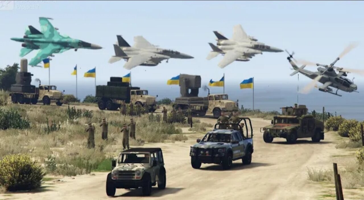 Russian Air Attack to Destroy NATO Military Convoy | Air War in Ukraine - GTA 5