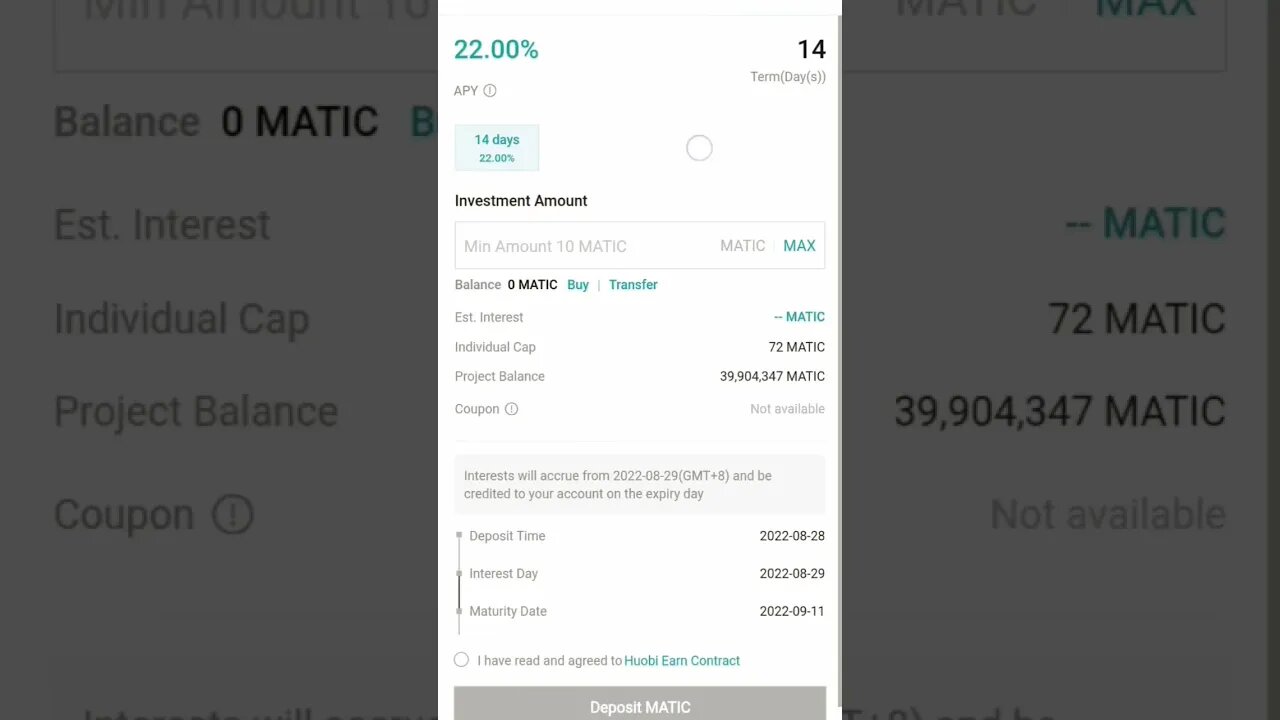 MATIC TOKEN HUOBI PASSIVE INCOME #cryptopassiveincome #passiveincome #maticcoin #maticnetwork #matic