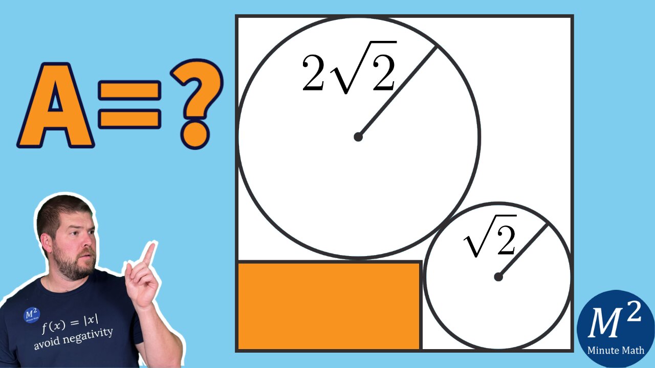 2 circles in a Square What is the area of the rectangle? | Minute Math #geometry