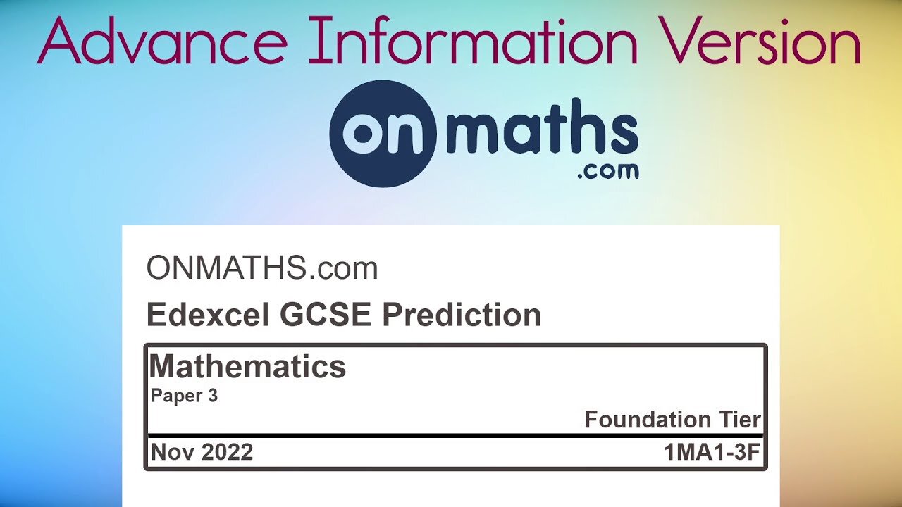 November 2022 Edexcel Predicted Maths GCSE RESIT Paper 3 (Foundation) Exam 1MA1-3F