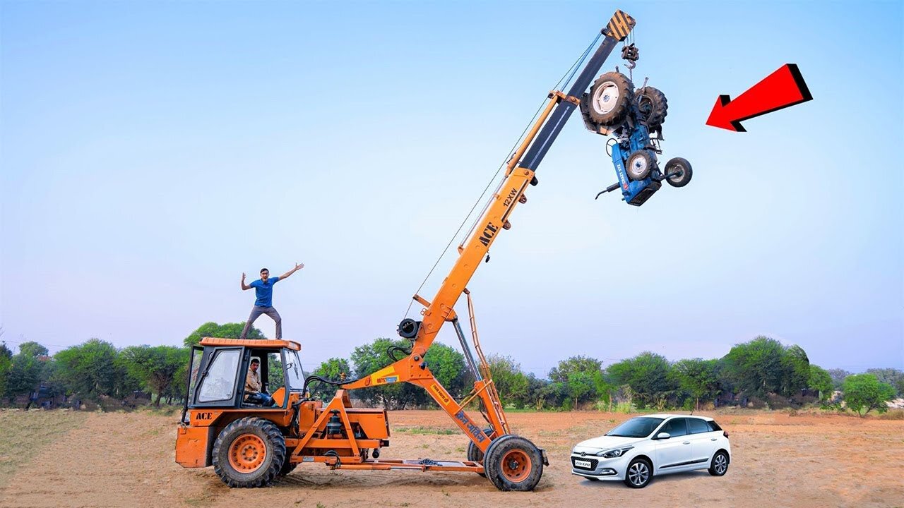 dropping tractor on car experiment,