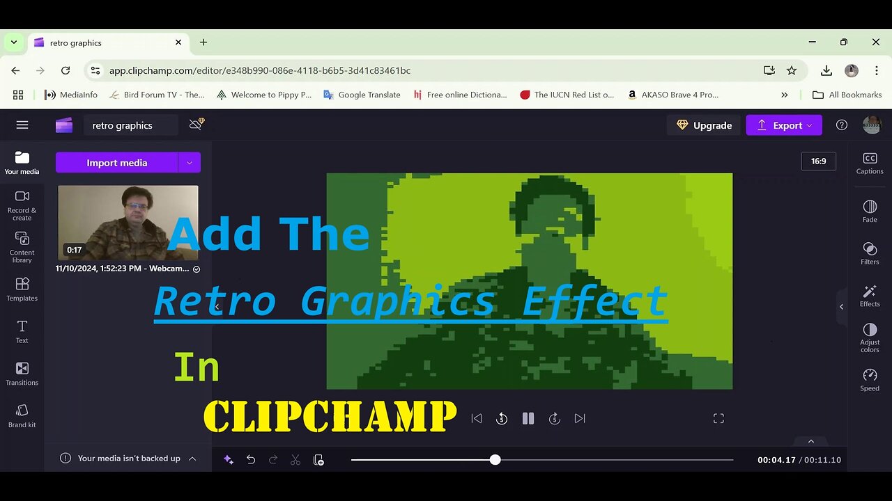 Add The Retro Graphics Effect In Clipchamp