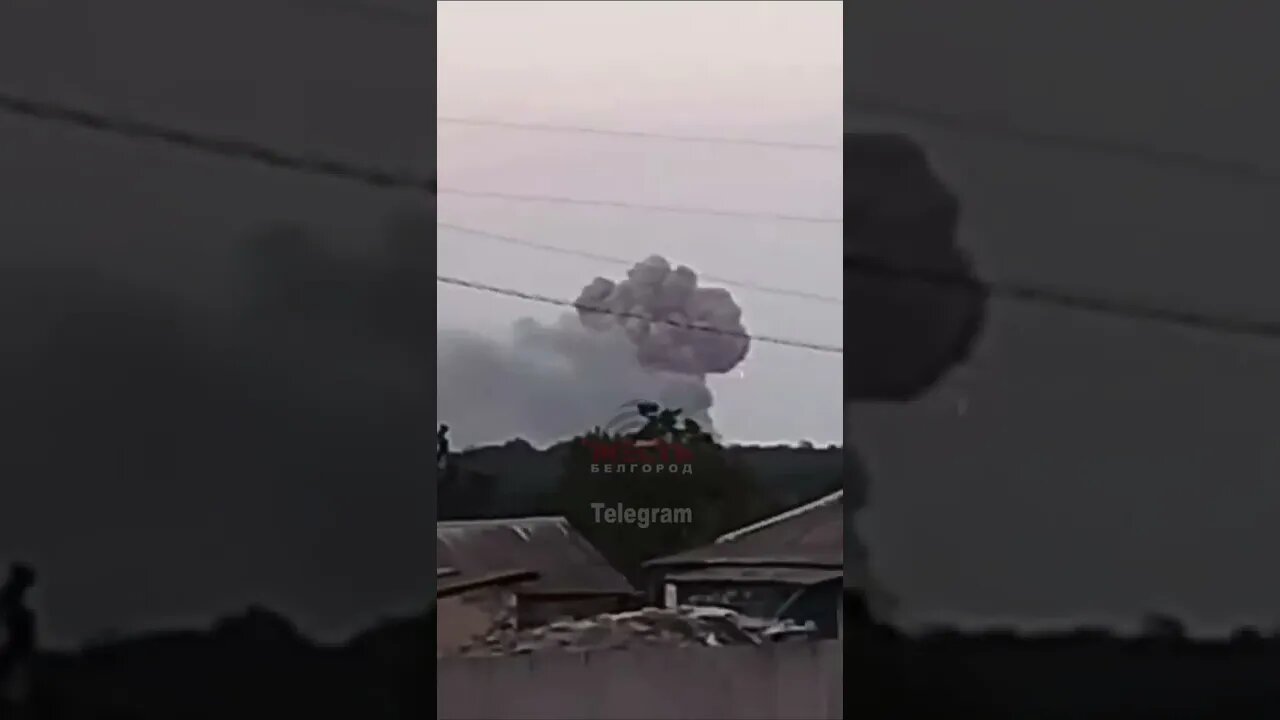 🇺🇦GraphicWar18+🔥Belgorod, Russia Ammo Depot on Fire and Detonates - Glory to Ukraine