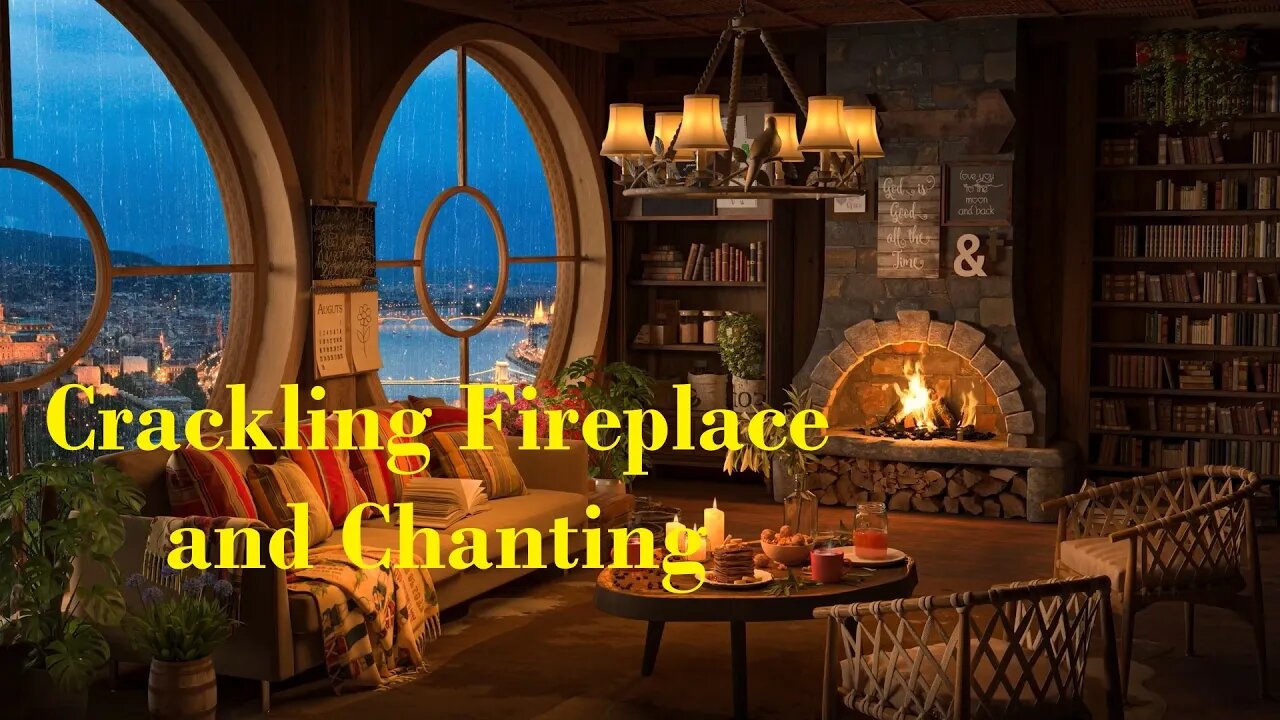 Soothing Sounds of Crackling Fireplace and Chanting