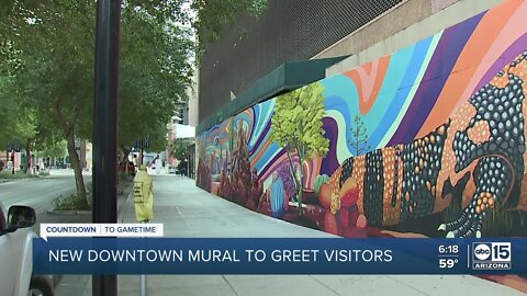 New downtown mural to greet Super Bowl visitors