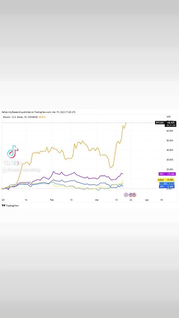 YTD performance for 2023 thus far: Bitcoin +68.5% Gold +9% Nasdaq +15.25% S&P 500 +2.4% TLT +5.3%