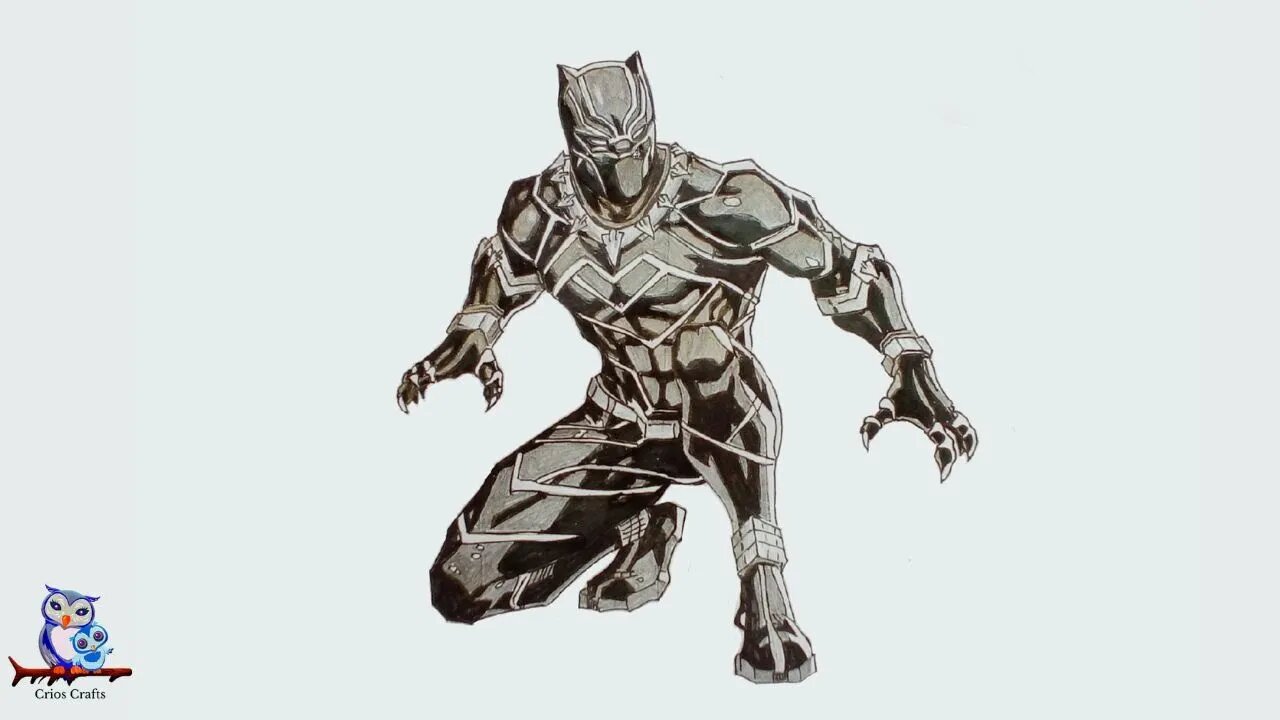 How to Draw Black Panther Marvel Sketch - Wakanda Forever